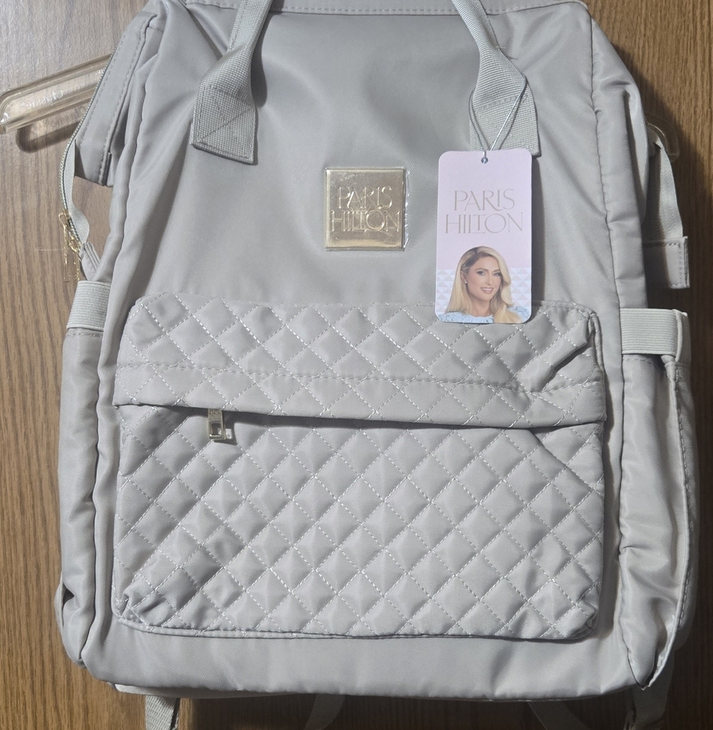 Paris Hilton Quilted Laptop Backpack with Gold Accent - Picture 3 of 12